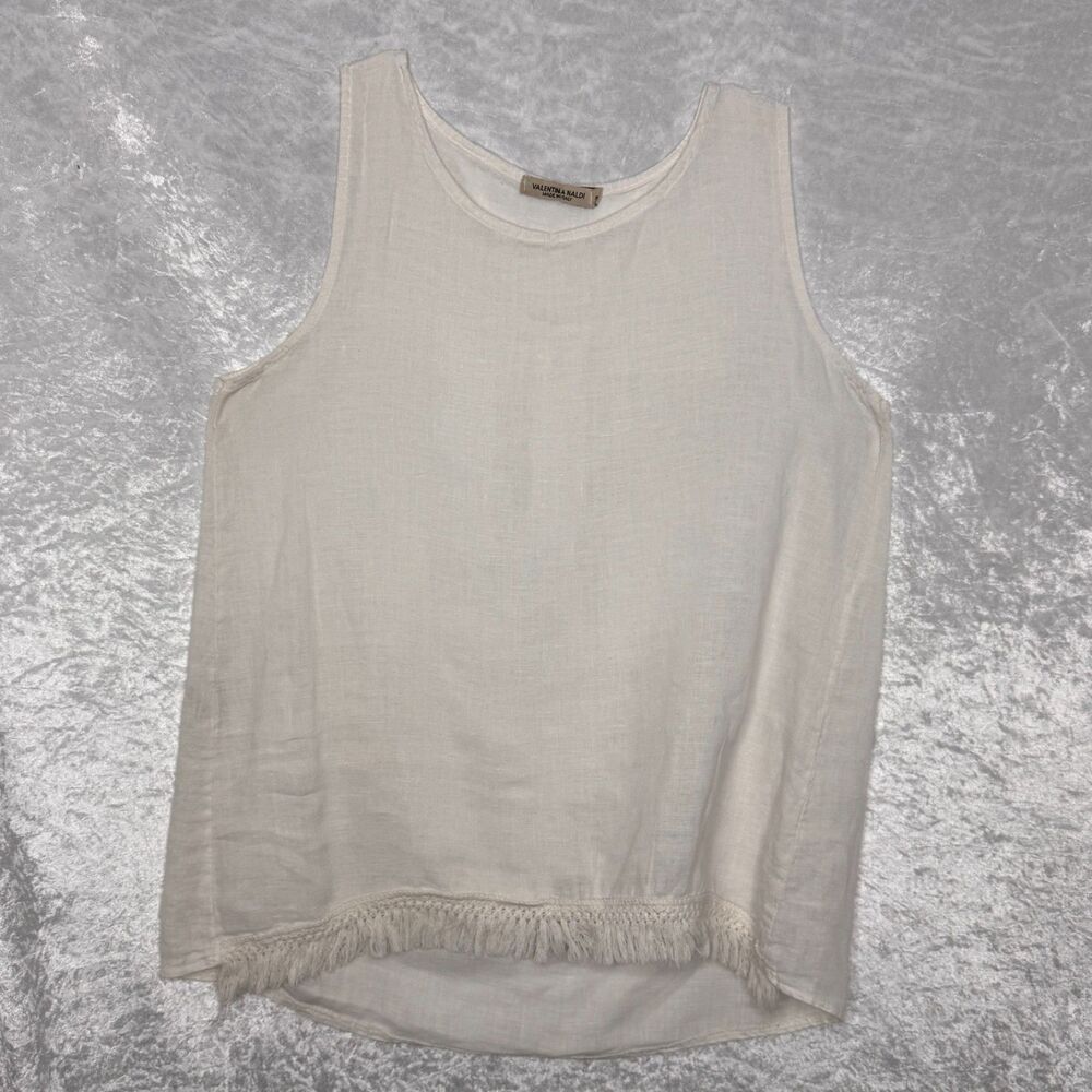 100% Linen Valentina Naldi Women's Sleeveless Top Size S Made in Italy *READ*